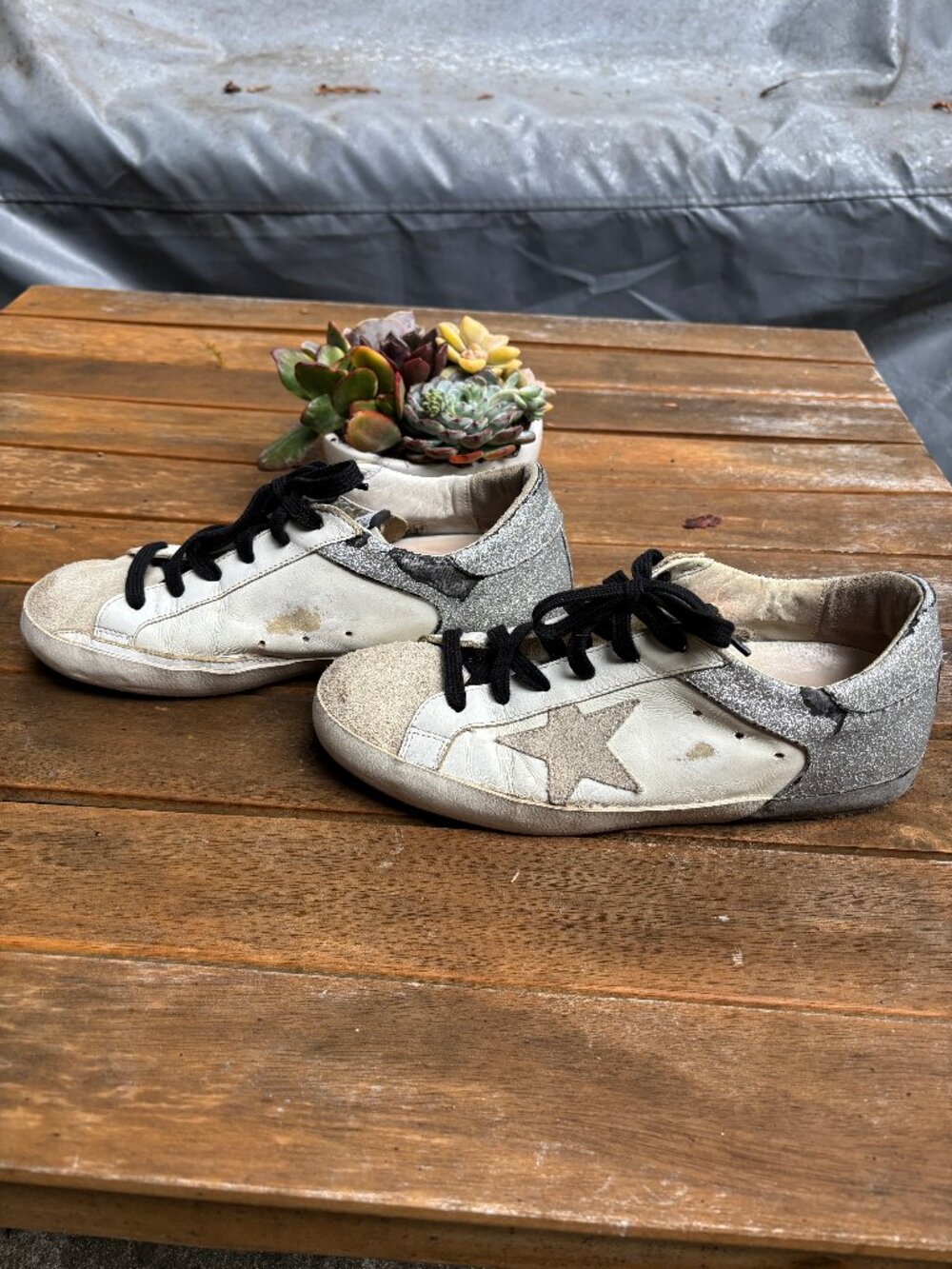 Golden Goose Superstar Sneakers – EU 39 – Distressed Silver Glitter - Picture 15 of 16